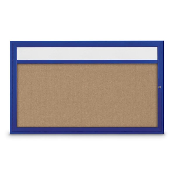 Hinge-less Radius Corkboard, 30"x36", Black Alum Frame/Cobalt